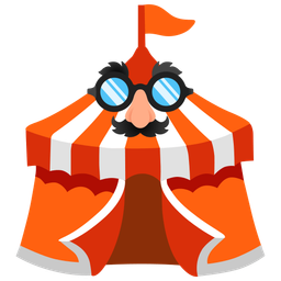 circus tent and disguised face