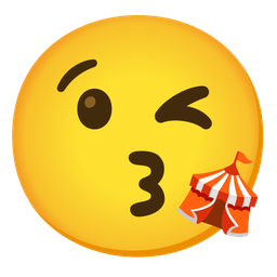 Circus tent and Face blowing a kiss