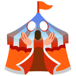 circus tent and face screaming in fear