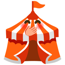 circus tent and face with hand over mouth