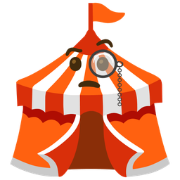 circus tent and face with monocle