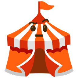 circus tent and face with raised eyebrow