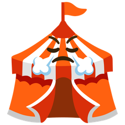 circus tent and face with steam from nose