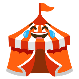 Circus tent and Face with tears of joy