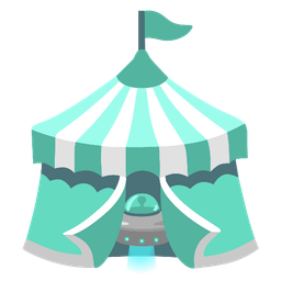 circus tent and flying saucer