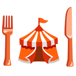 circus tent and fork and knife with plate