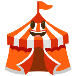 Circus tent and Grinning face with big eyes