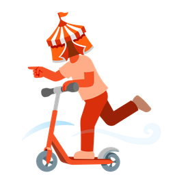 circus tent and kick scooter