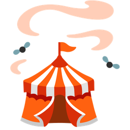 circus tent and pile of poo