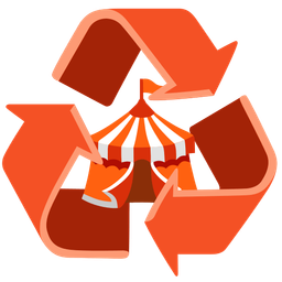 circus tent and recycling symbol