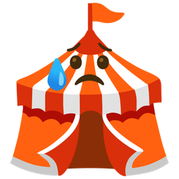 circus tent and sad but relieved face