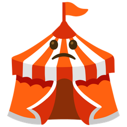 circus tent and slightly frowning face