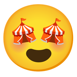 Circus tent and Smiling face with heart-eyes