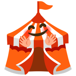 Circus tent and Smiling face with open hands
