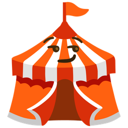 circus tent and smirking face