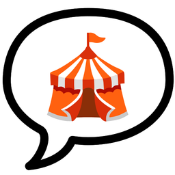 circus tent and speech balloon