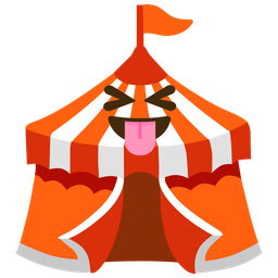 Circus tent and Squinting face with tongue