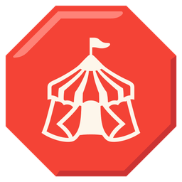 circus tent and stop sign