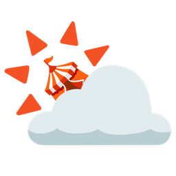 circus tent and sun behind cloud