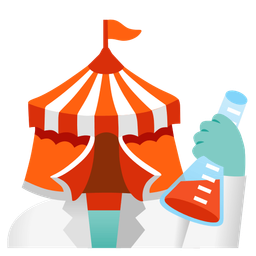 circus tent and test tube