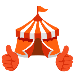 circus tent and thumbs up