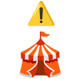 circus tent and warning