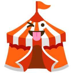 Circus tent and Winking face with tongue