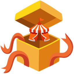 circus tent and wrapped gift