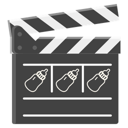 clapper board and baby bottle