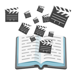 clapper board and books