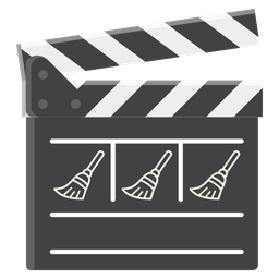 clapper board and broom