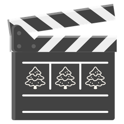 clapper board and evergreen tree