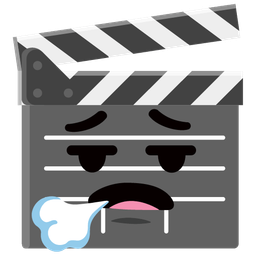 clapper board and face exhaling