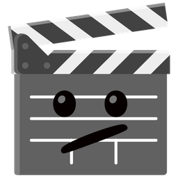 clapper board and face with diagonal mouth