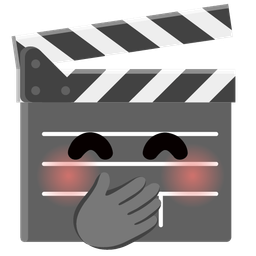 clapper board and face with hand over mouth