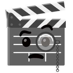 clapper board and face with monocle