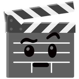 clapper board and face with raised eyebrow