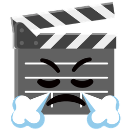 clapper board and face with steam from nose