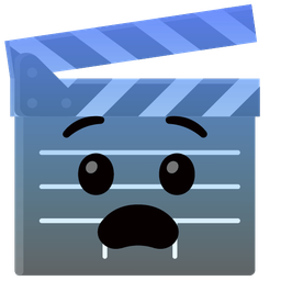 clapper board and fearful face