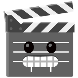 clapper board and grimacing face