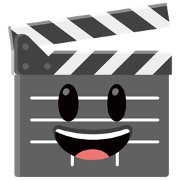 Clapper board and Grinning face with big eyes