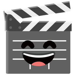 Clapper board and Grinning face with smiling eyes