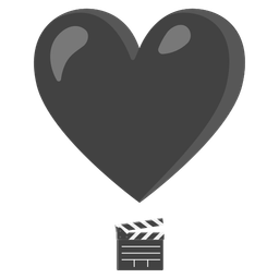 clapper board and heart exclamation