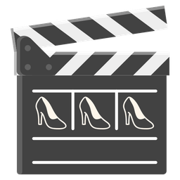 clapper board and high-heeled shoe
