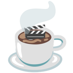 clapper board and hot beverage
