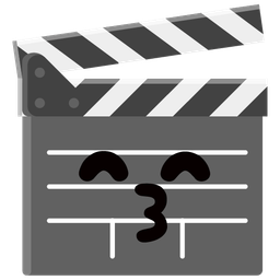 Clapper board and Kissing face with smiling eyes