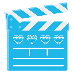 clapper board and light blue heart