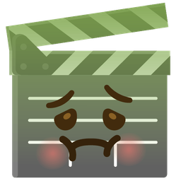 clapper board and nauseated face