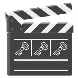 clapper board and old key