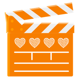 clapper board and orange heart